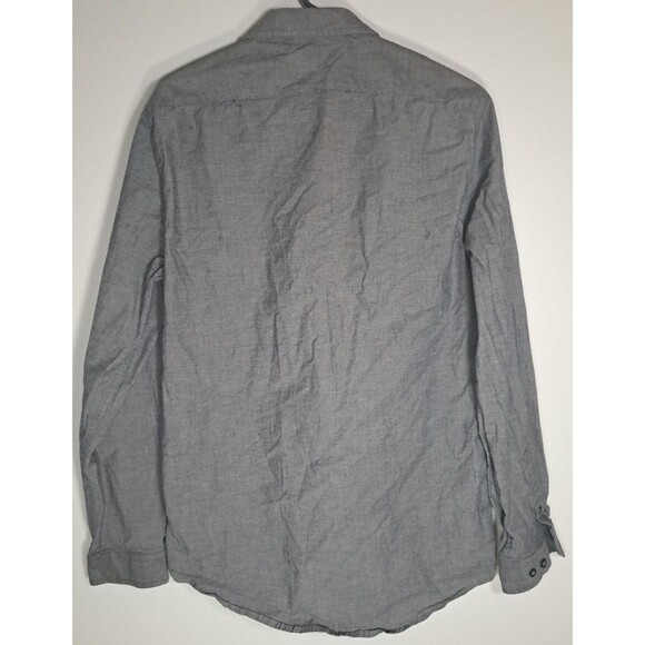 Structure Slim Fit Work Shirt Mens Large Black Button-Up Collared Cotton - Picture 4 of 8